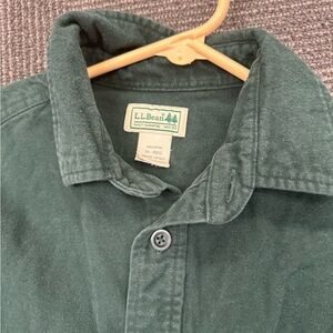 LL Bean Men's Flannel Long Sleeve 100% Cotton Navy Blue Green Plaid Shirt M